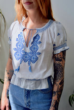 Vintage Embroidered Peasant Blouse