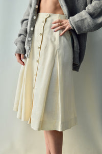 Eighties Ivory Button Front Linen Skirt