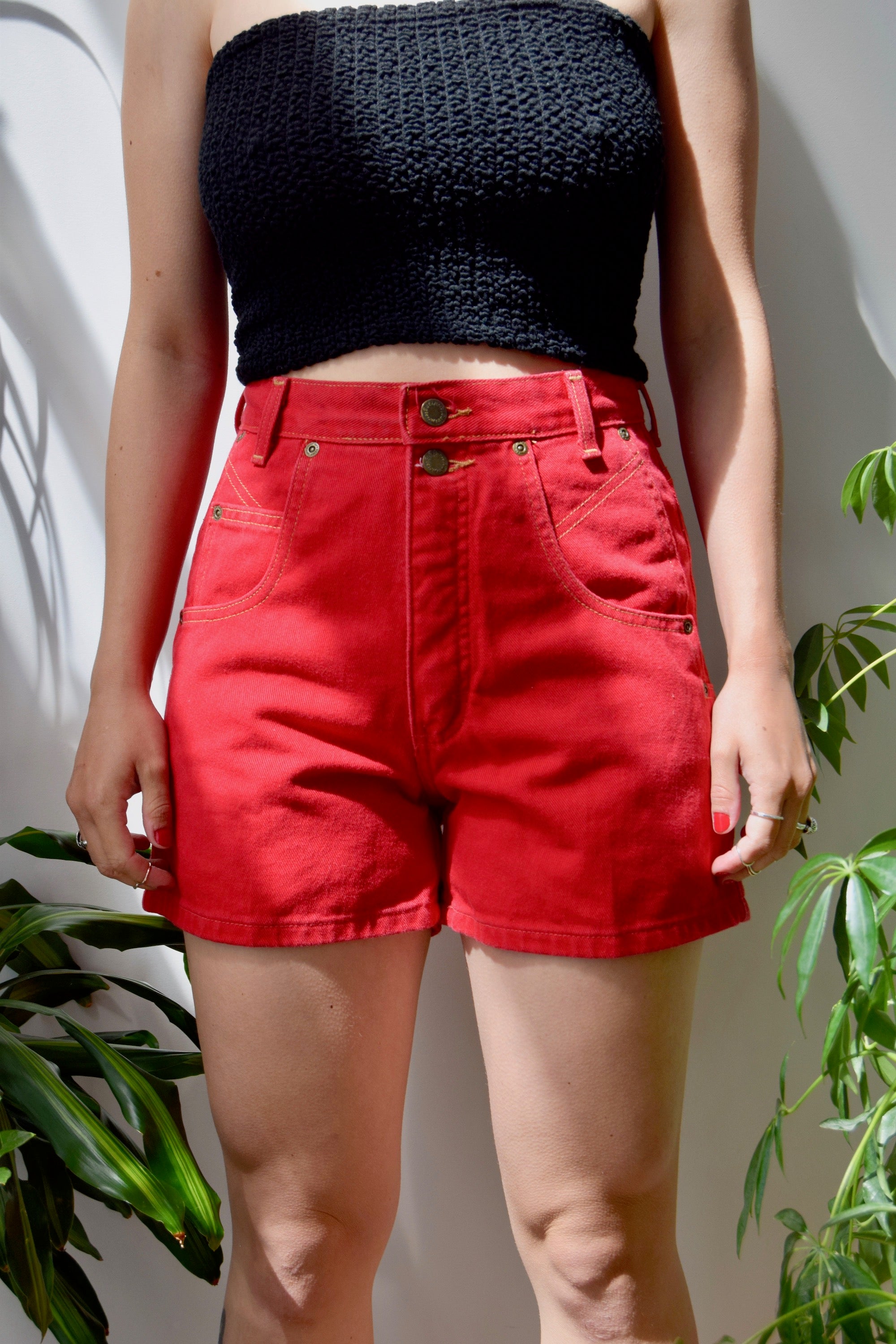 Wrangler Red Denim Shorts