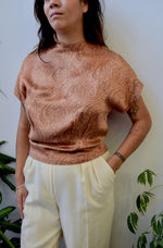 Vintage Copper Satin Paisley Top