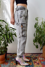 Grey Acid Wash Cargo Jeans