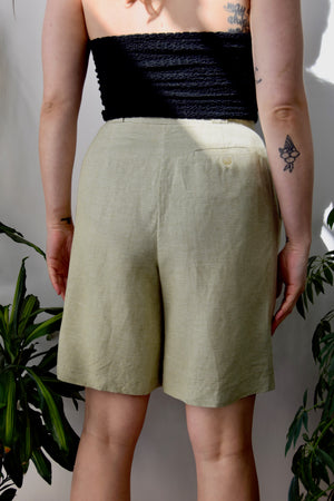 Houndstooth Linen Trouser Shorts
