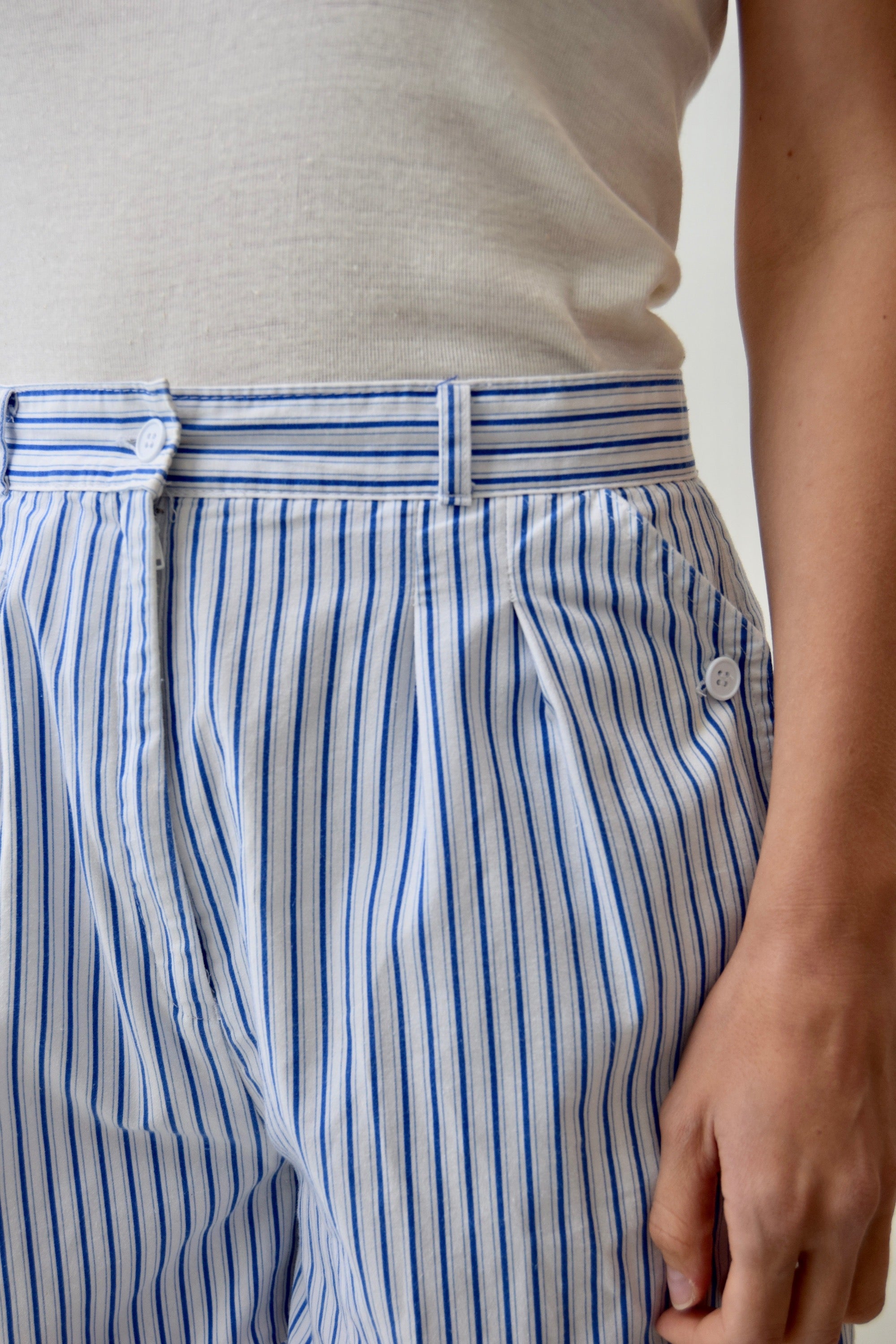 Cotton Striped Trouser Shorts