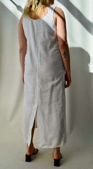 Crisp White Linen Maxi Dress