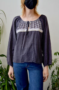 Seventies "Leo" Calico Peasant Top