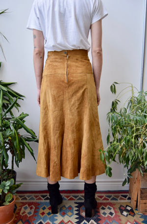 Suede Fluted Midi Skirt