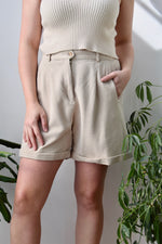 Bone Raw Silk Trouser Shorts