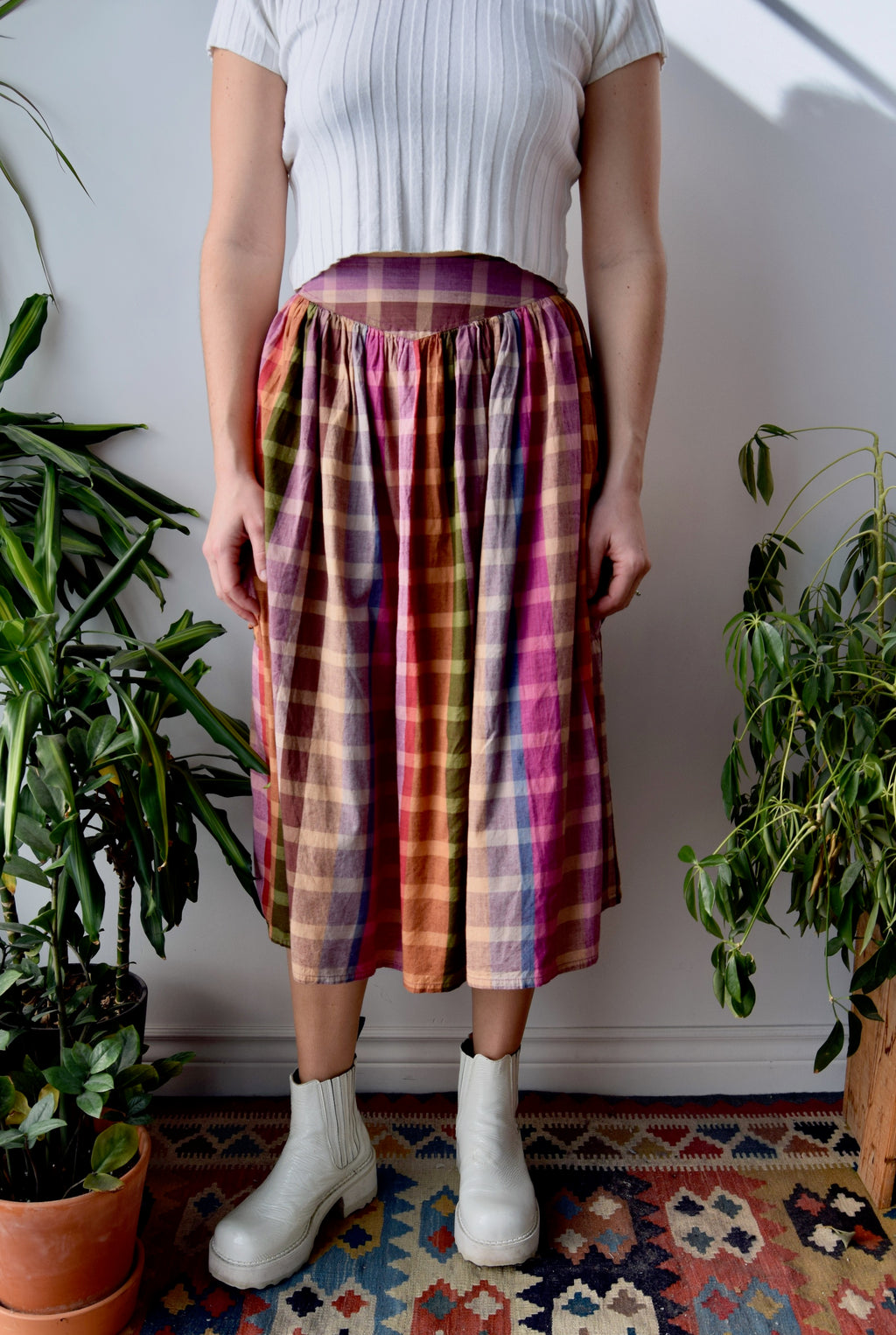 Rainbow Plaid Summer Skirt