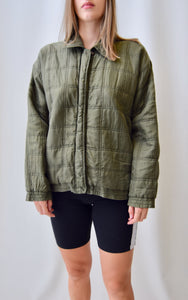 Olive Silk Quilted Jacket