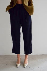 Navy Blue Cropped Trousers