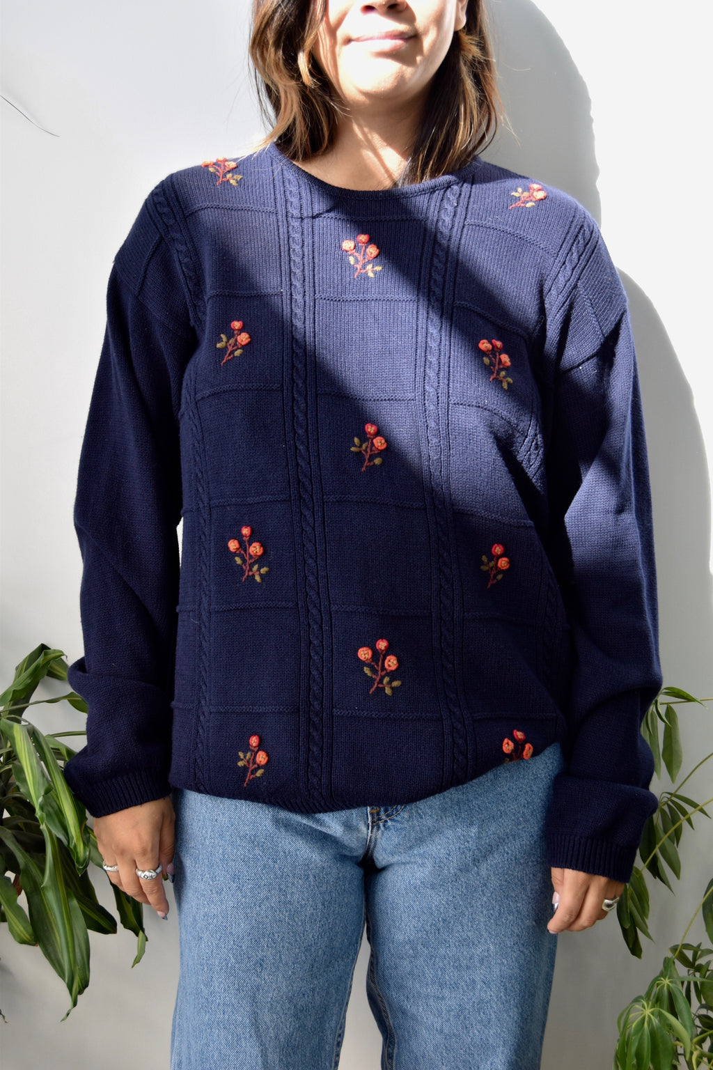 Navy Patch Floral Sweater