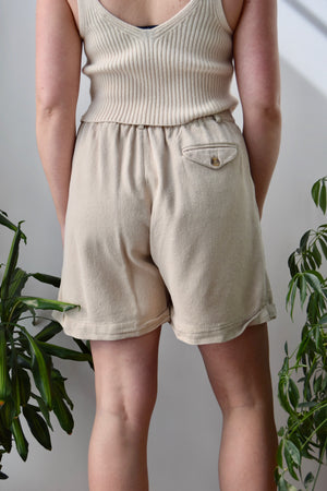 Bone Raw Silk Trouser Shorts