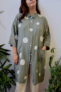 Polka Dot Linen Tunic Top