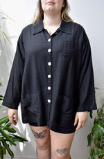 Black Grid Button Up