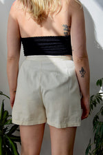 Cream Cotton High Waisted Shorts