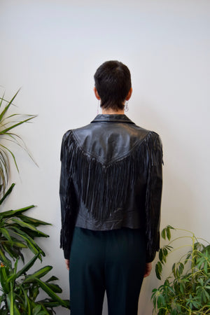 Cropped Fringe Leather Jacket