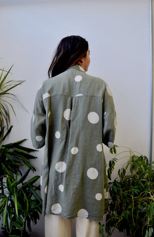 Polka Dot Linen Tunic Top