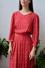 Ditsy Floral Red Dress