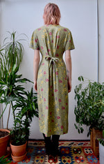 Mossy Linen Blend Floral Dress