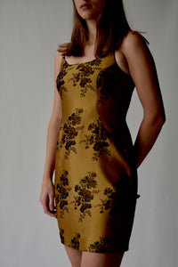 Golden Brocade Mini Dress