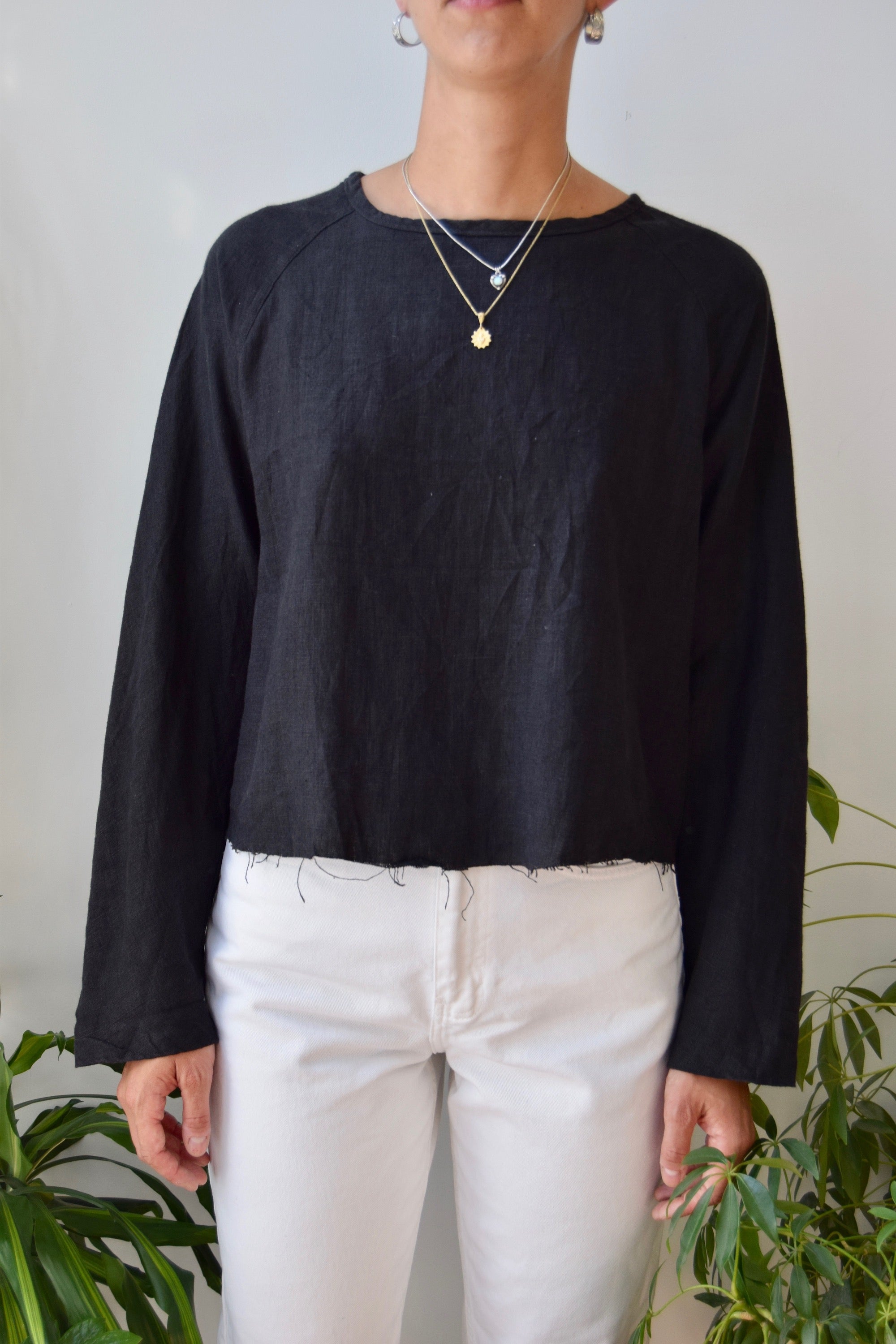 Raw Hem Linen Top