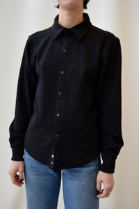 Vintage Todd Oldham Black Shimmer Long Sleeve Button Up