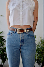 Nineties Brown Tooled Western Belt