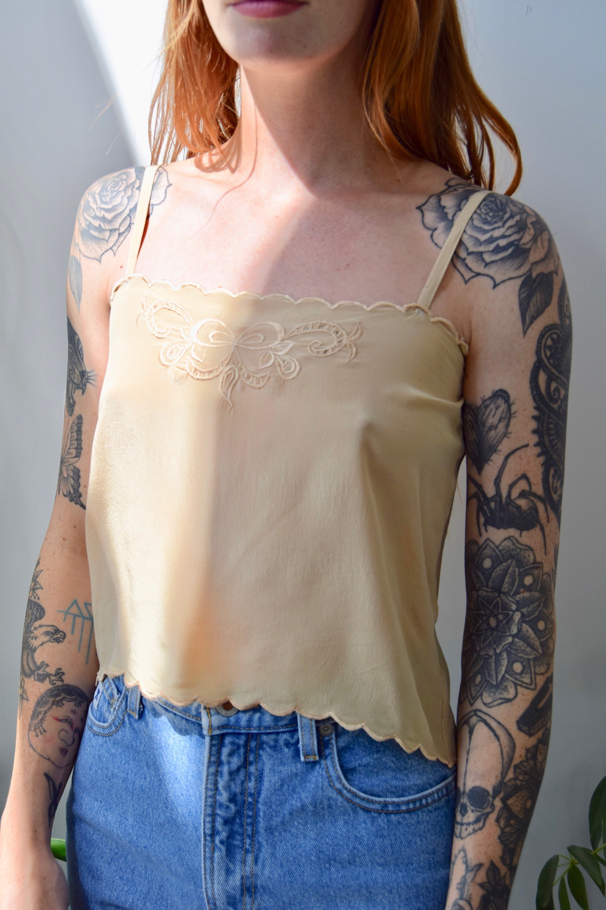 Beige Silk Tank