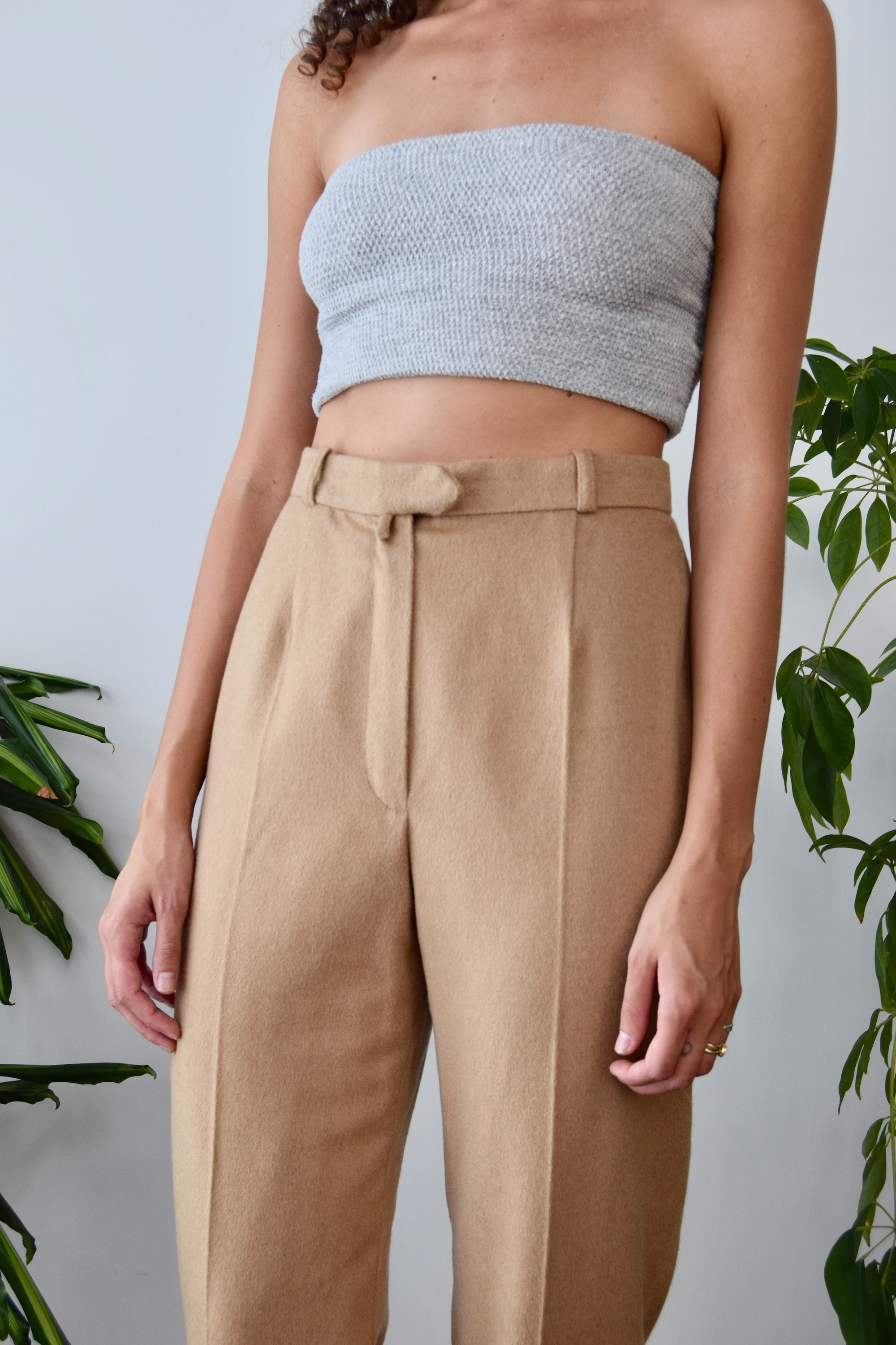 Camel & Silk Designer Trousers