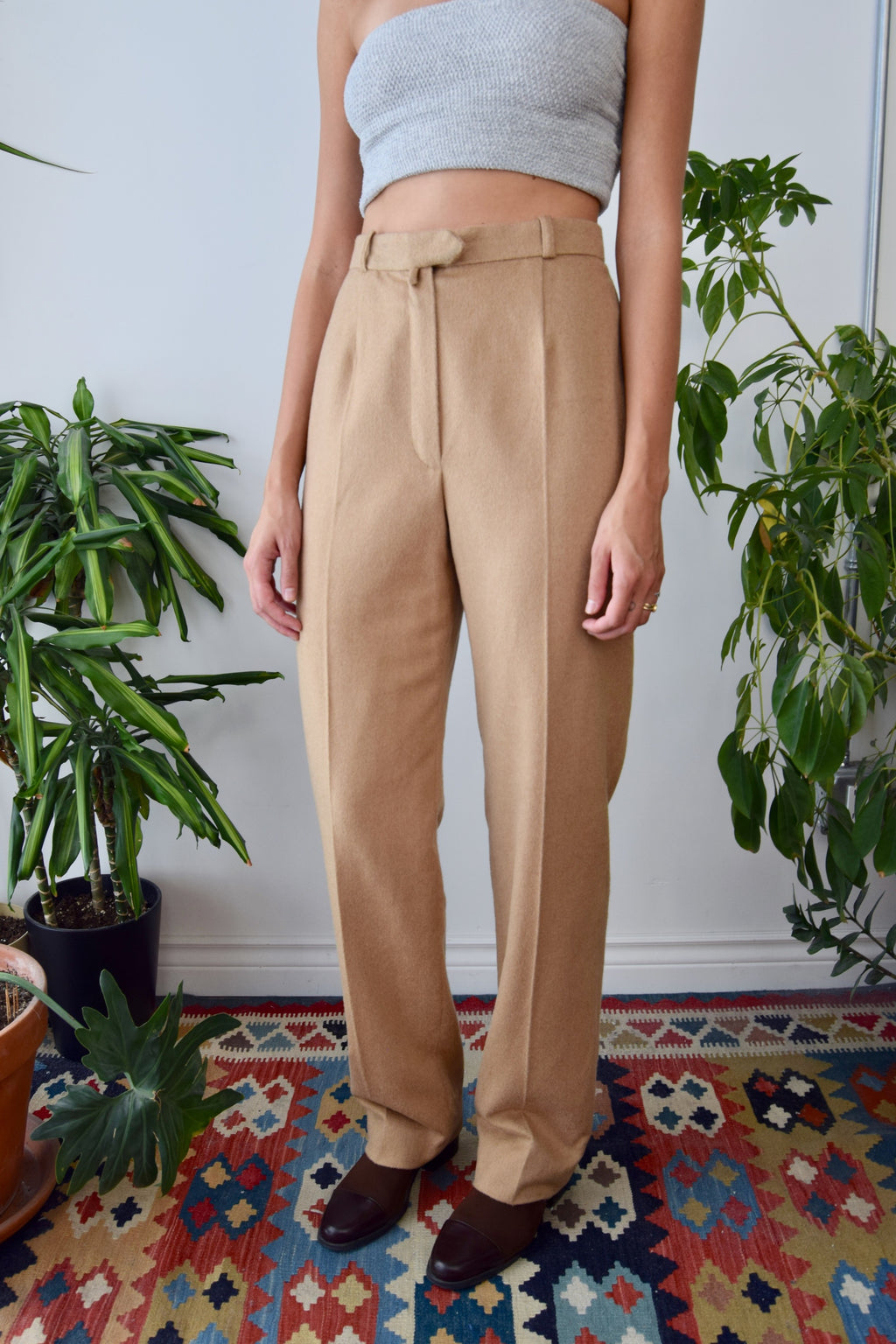 Camel & Silk Designer Trousers