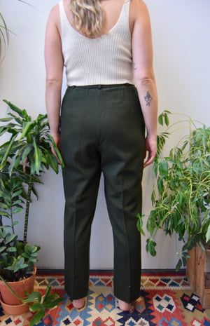 Darkest Green Wool Trousers