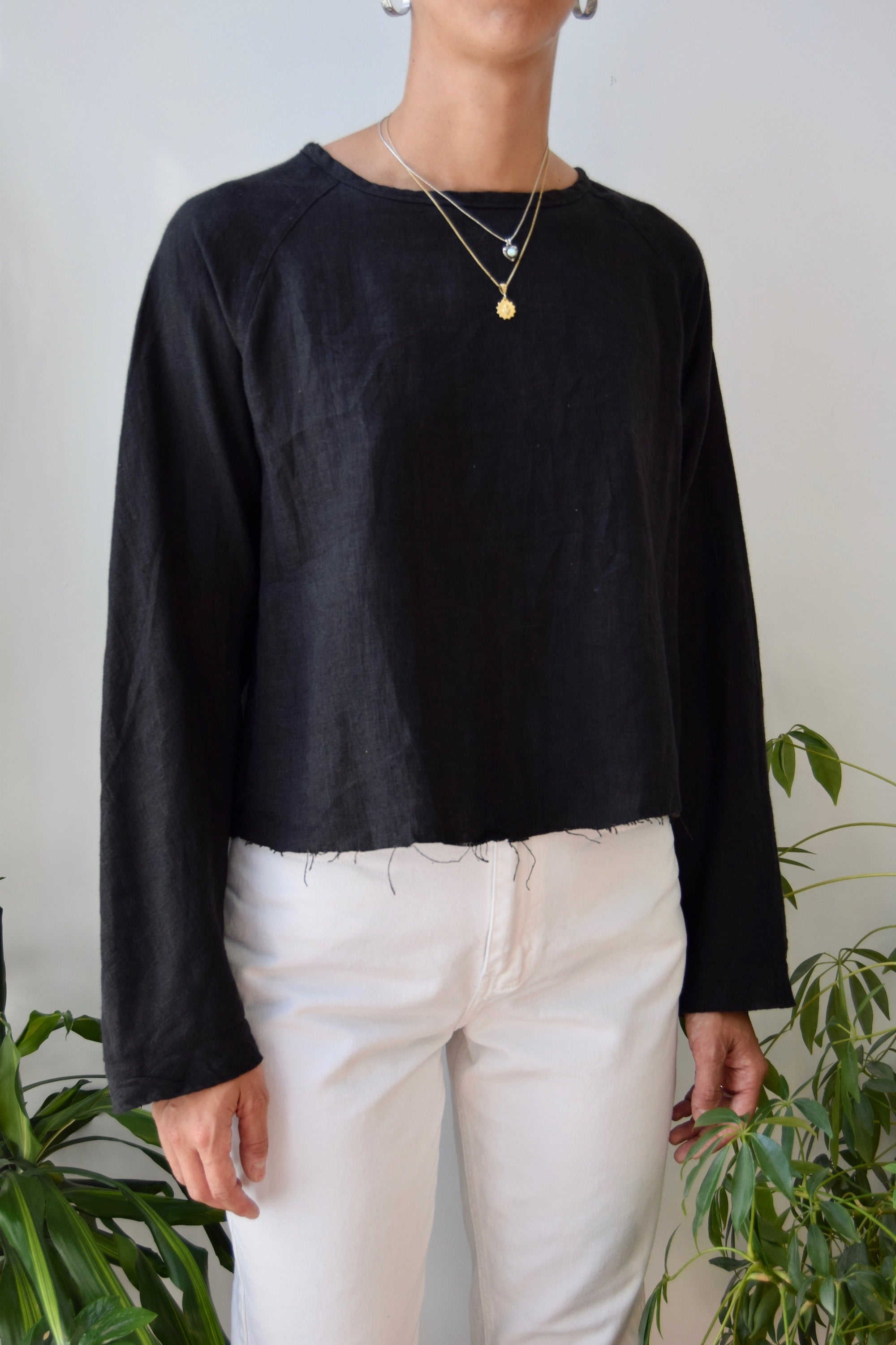 Raw Hem Linen Top