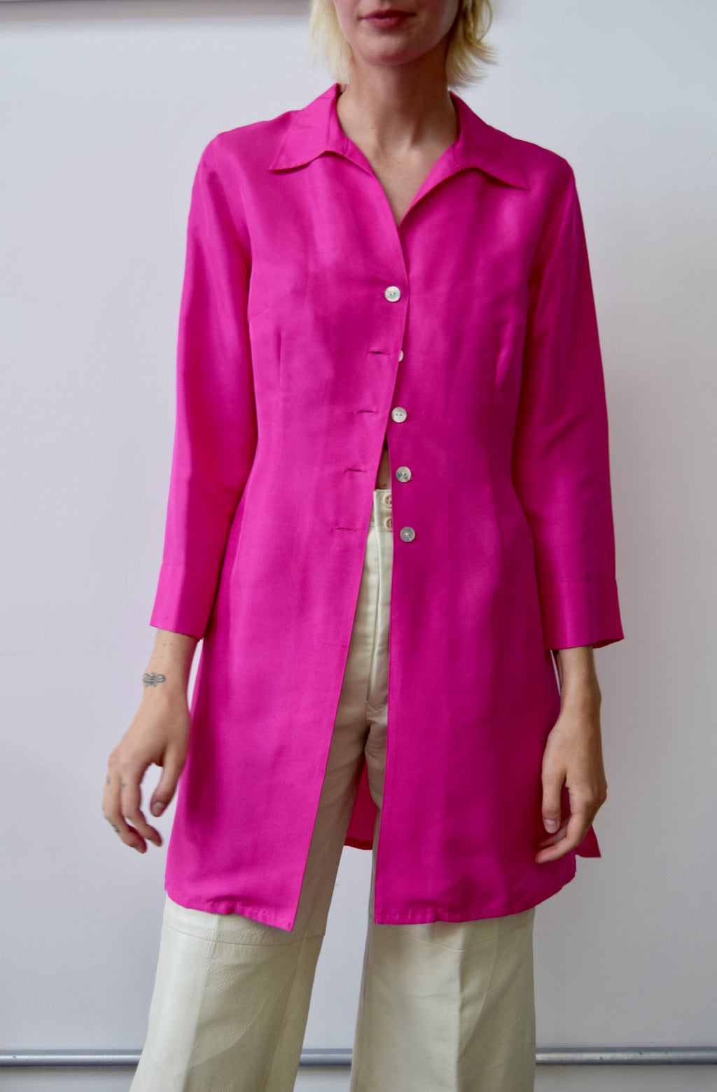 Hot Pink Silk Jacket Top