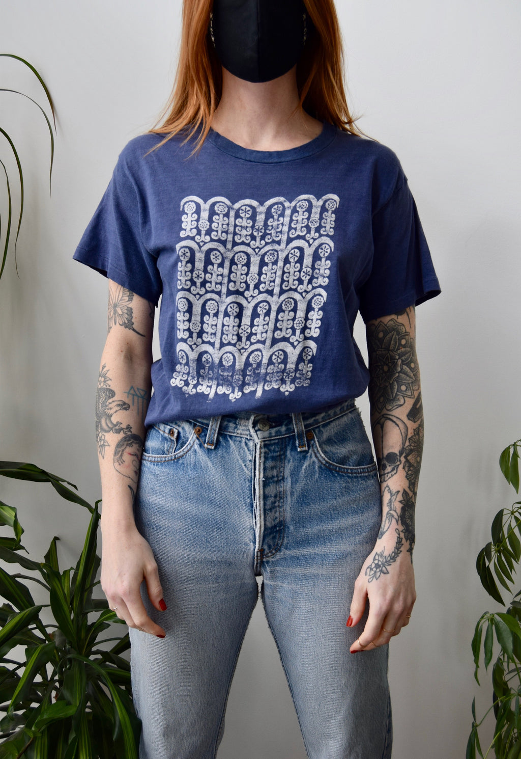 Vintage Woodblock Floral Screen Print Tee