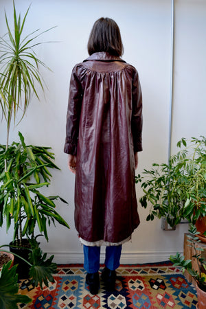 Oxblood 70s Leather Trench