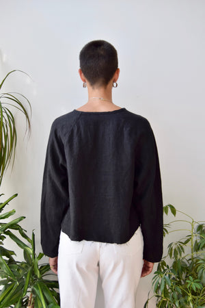 Raw Hem Linen Top