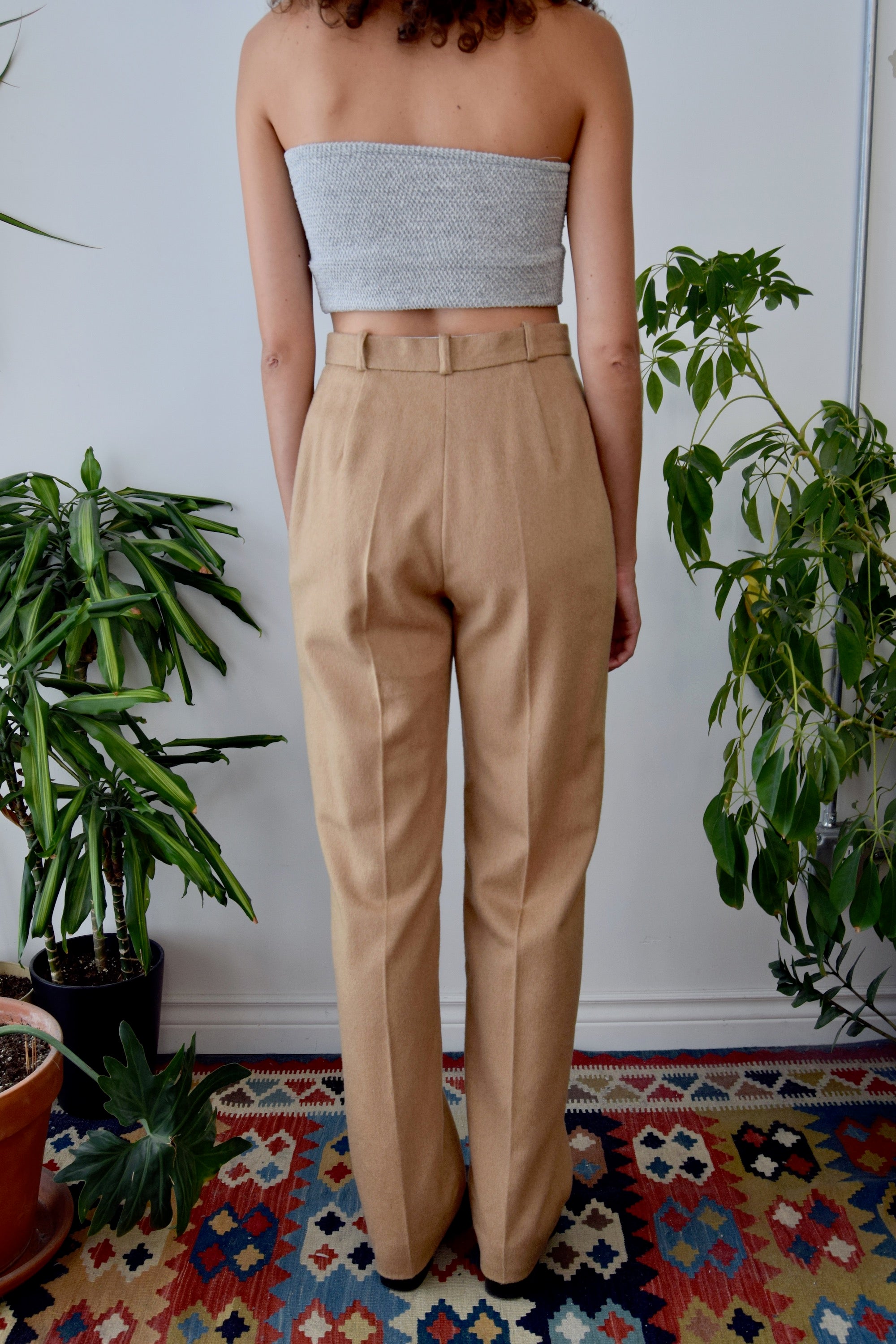 Camel & Silk Designer Trousers