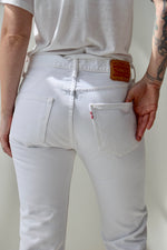 Levis 501 White Raw Hem Jeans