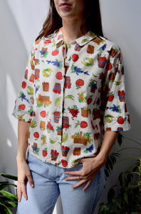 Vintage Fruit Basket Blouse