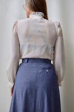 Sheer Grid "Gunne Sax" Ruffle Blouse