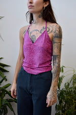 Magenta Snakeskin Print Halter