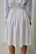 Crisp White Linen Pleated Skirt