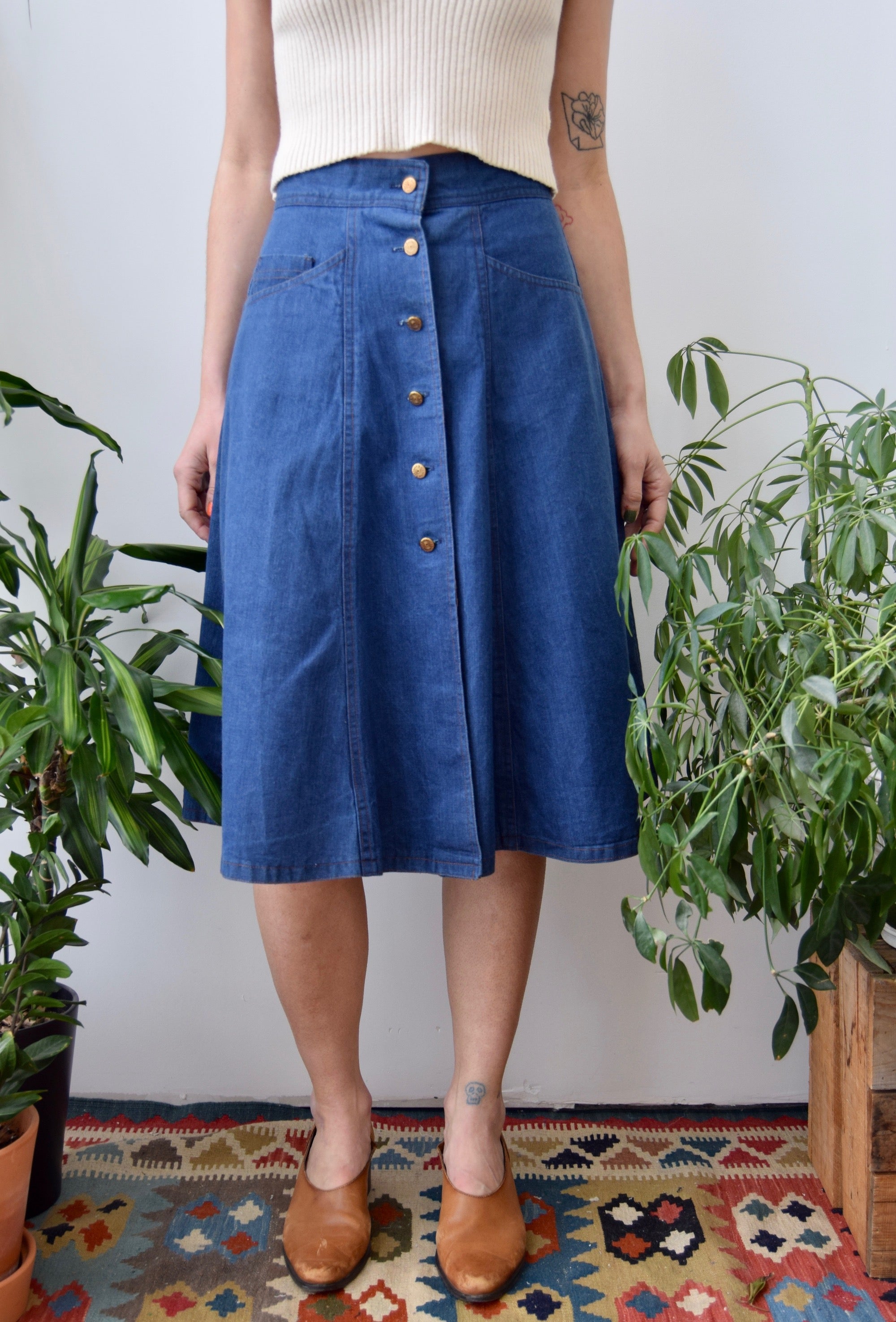 Button Down Denim Skirt