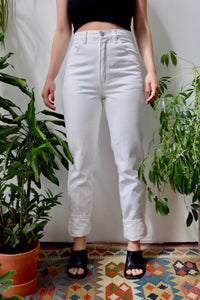High Waist White Tapered Jeans