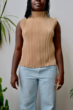 Gold Pleats Mockneck