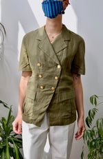 Double Breasted Linen Blazer Top