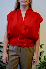 Red Pleated Sweater Vest