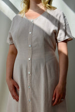 Neutral Gingham Linen Market Dress