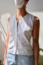 White Cotton Eyelet Top