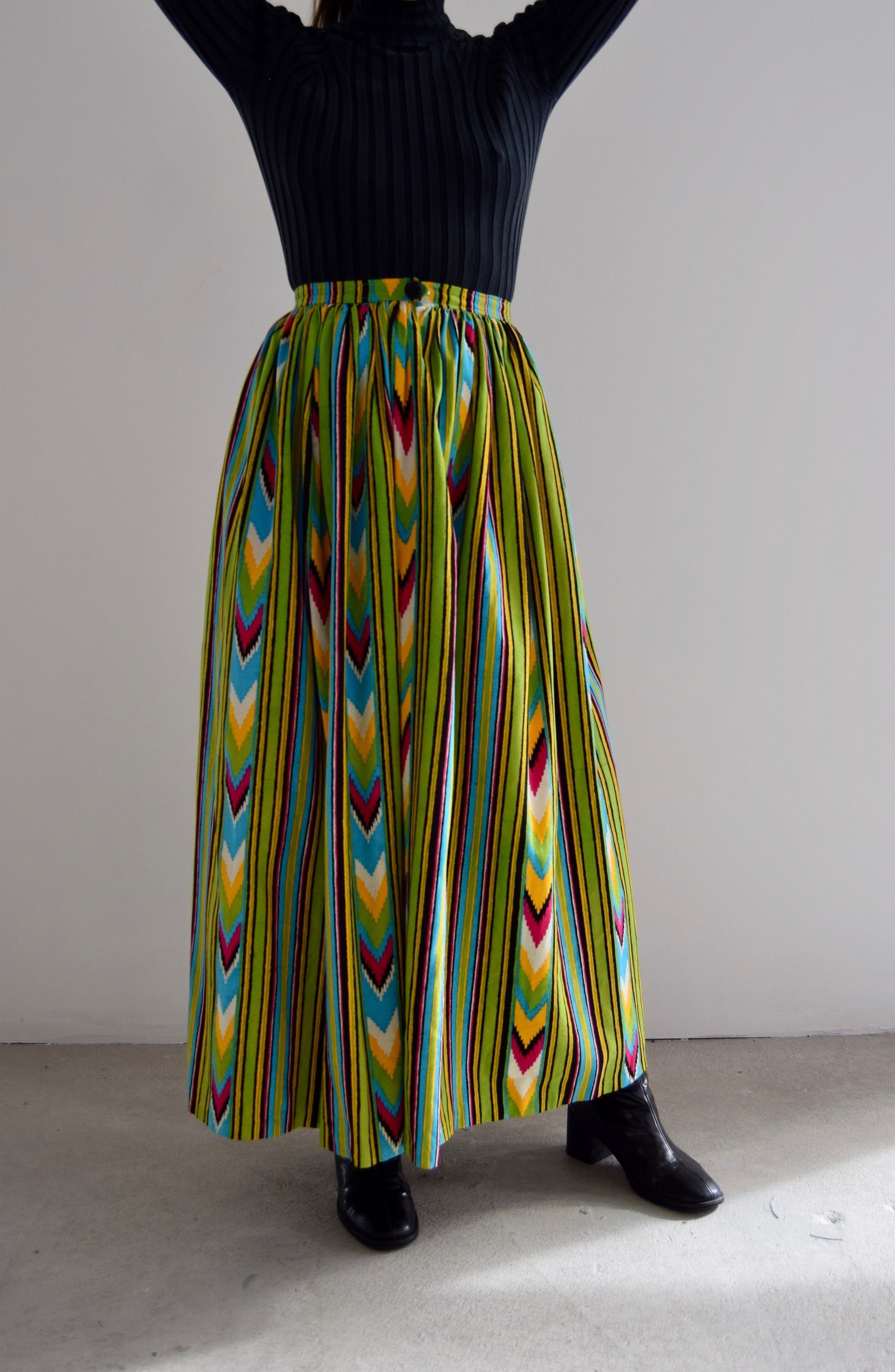 Vintage 70s Saint Laurent Vibrant Print Maxi Skirt
